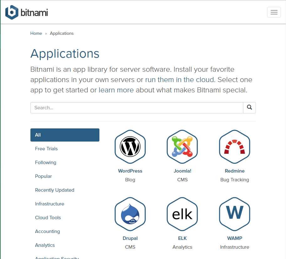 Bitnami Applications Page