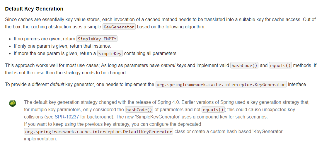 Spring Cache Abstraction Default Key Generation